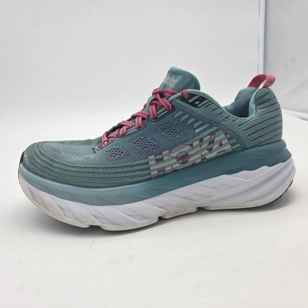 Hoka One One Bondi 6 Shoes Womens Size 6.5 Teal Green Pink Running 1019270 CGSL